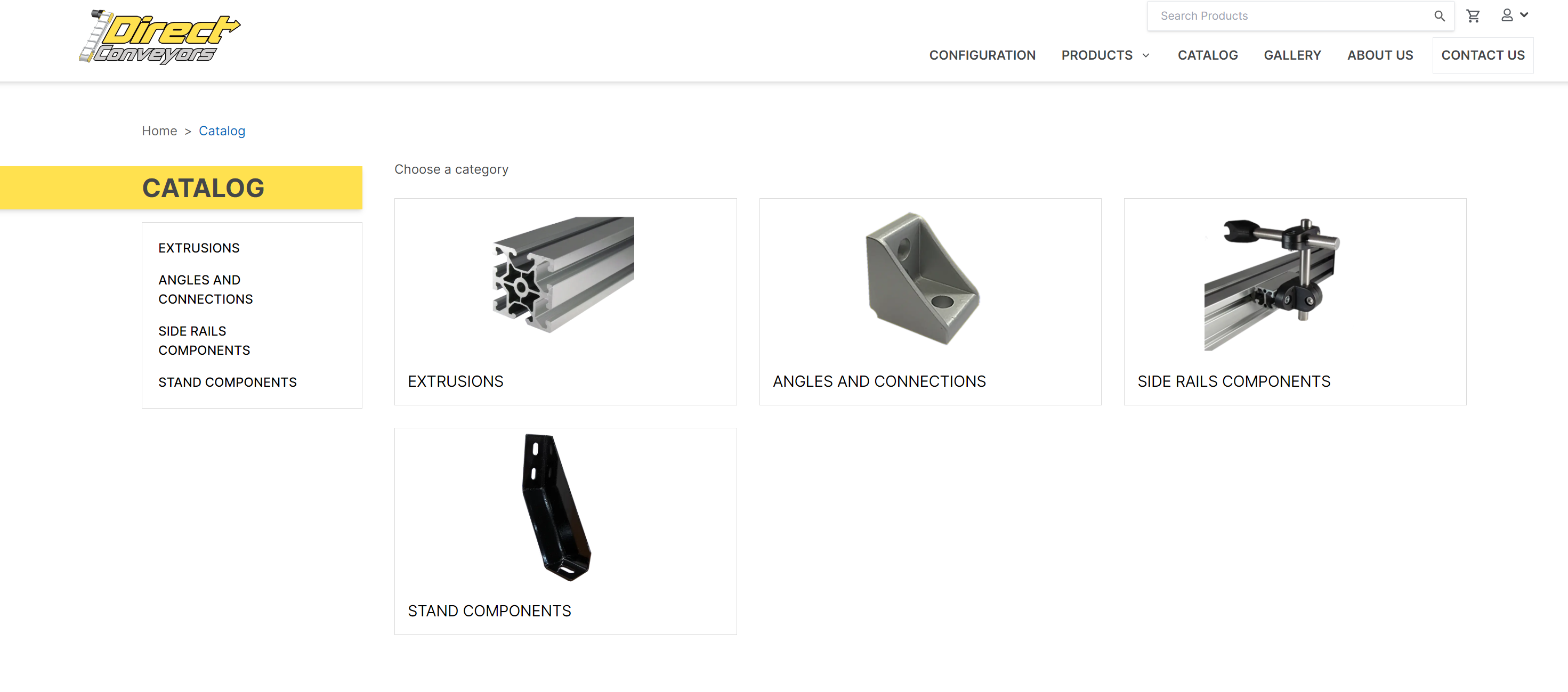 A screenshot showing the product catalog on the website. 
